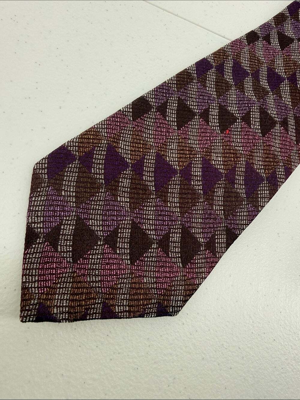 Christian Lacroix Purple Geometric Silk and wool blend Tie - Picture 3 of 6